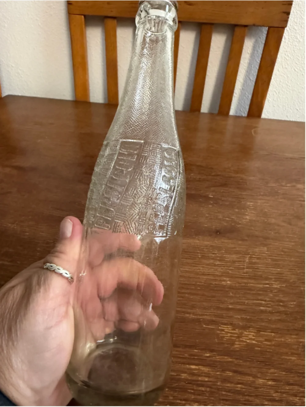 Vintage Embossed Pepsi-Cola Clear Glass Soda Bottle Textured Swirl Design Collec